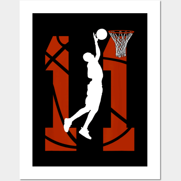 Basketball, 11 years Old 11th Birthday Boy Basketball lovers Wall Art by Emily Ava 1